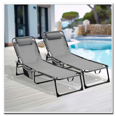 Folding Chaise Lounge Chair with 4-Position Reclining Back and Breathable Mesh Seat
