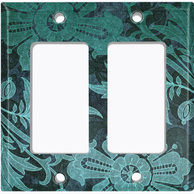 Metal Light Switch Plate Outlet Cover (Wallpaper Green Flower Leaves    - Single Toggle)