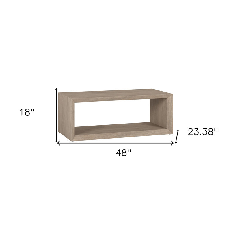 Vilja 48" Black MDF Rectangular Coffee Table with Shelf
