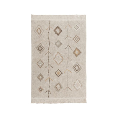 Kaarol Earth Cotton Moroccan Area Rug in Olive/Soil Brown/Ivory