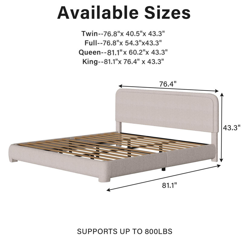 Bensu Boucle Upholstered Platform Bed | Stylish Comfort