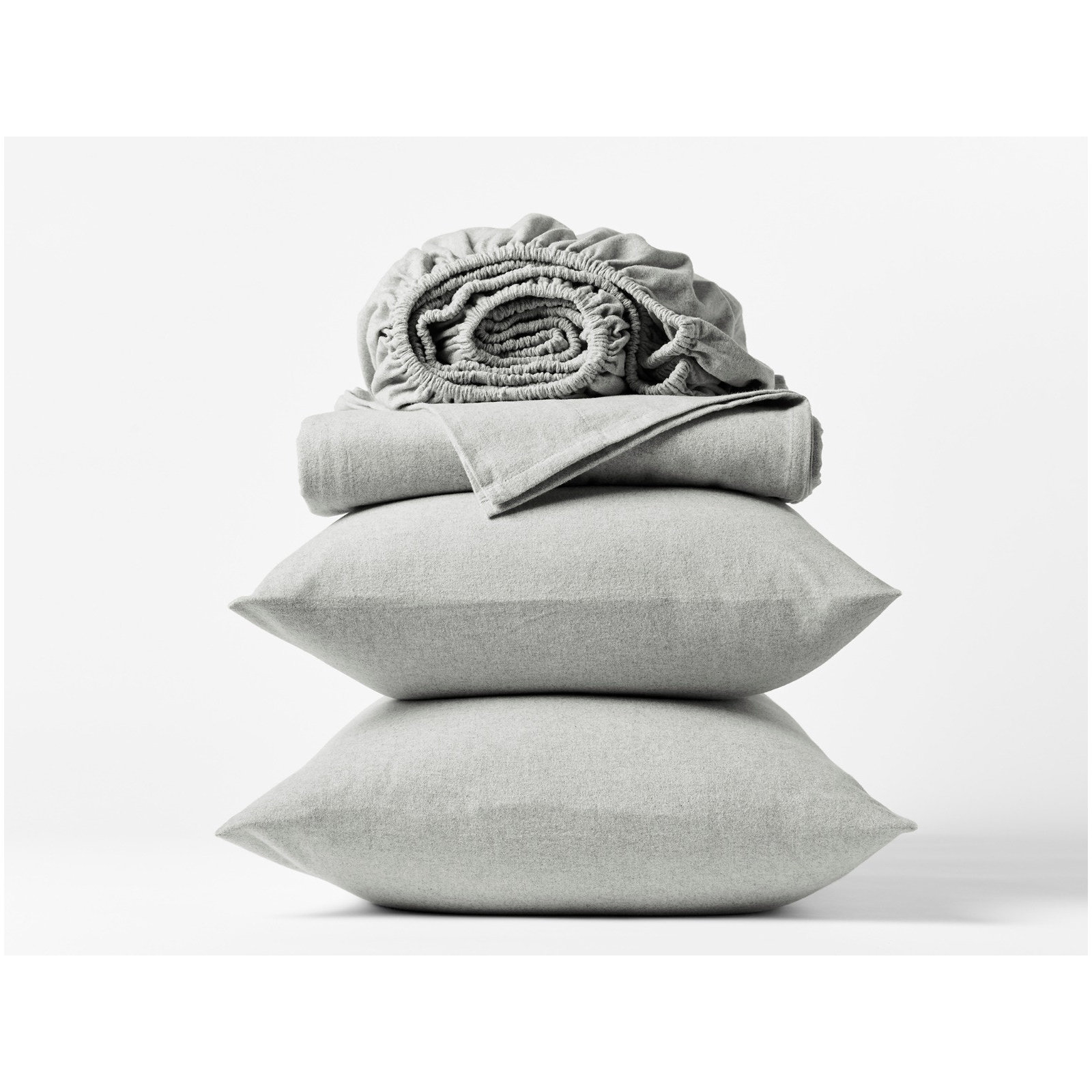 Cloud 100% Cotton Flannel Sheet Set, King Sheet Set with 2 Pillowcases, Pale Gray Heather