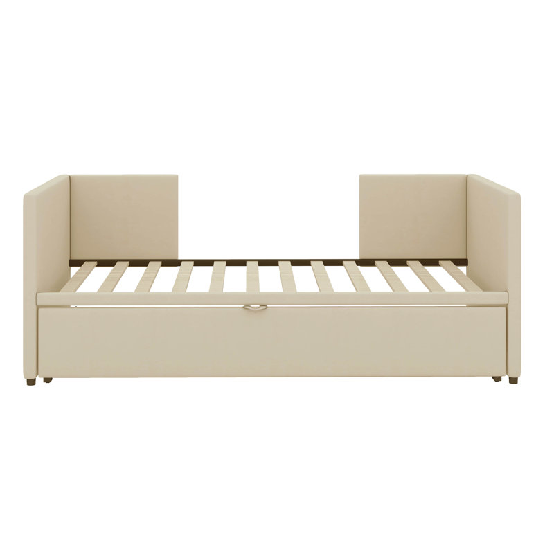 Lit de jour simple avec lit gigogne, Beige