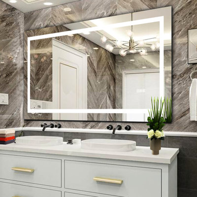 Miroir lumineux 60 "x 32" avec brouillard, capteur tactile, changement de couleur et luminosité réglable pour salle de bain