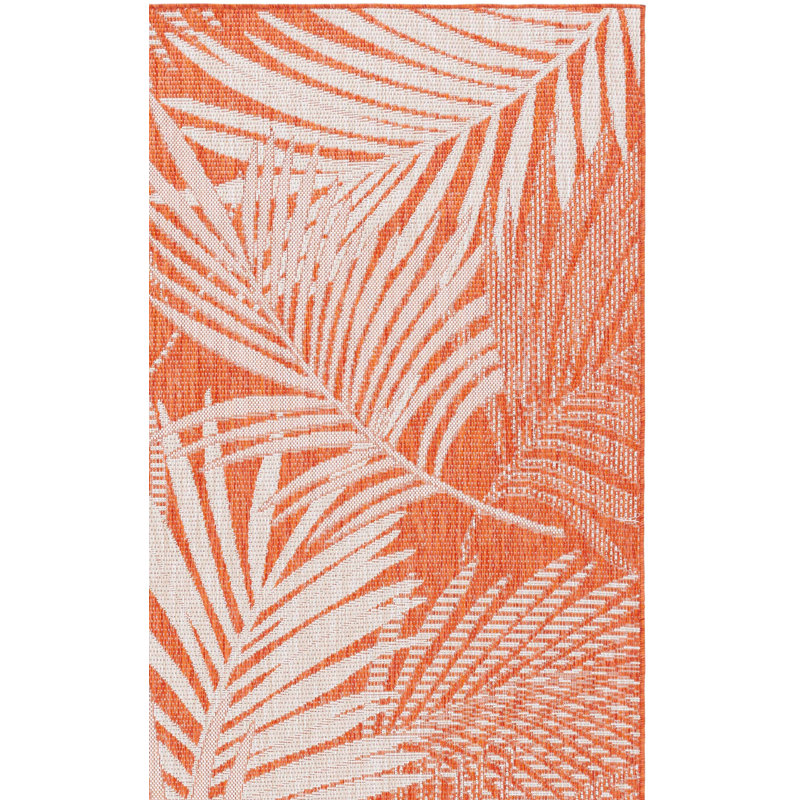 Pekalongan Floral Machine Woven Polypropylene/Polyester Indoor / Outdoor Area Indoor/Outdoor Area Rug in Orange/Ivory