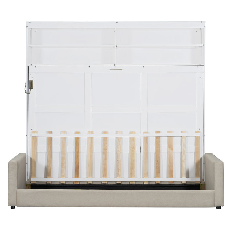 Grand lit escamotable avec canapé et grand lit, blanc, Blanc