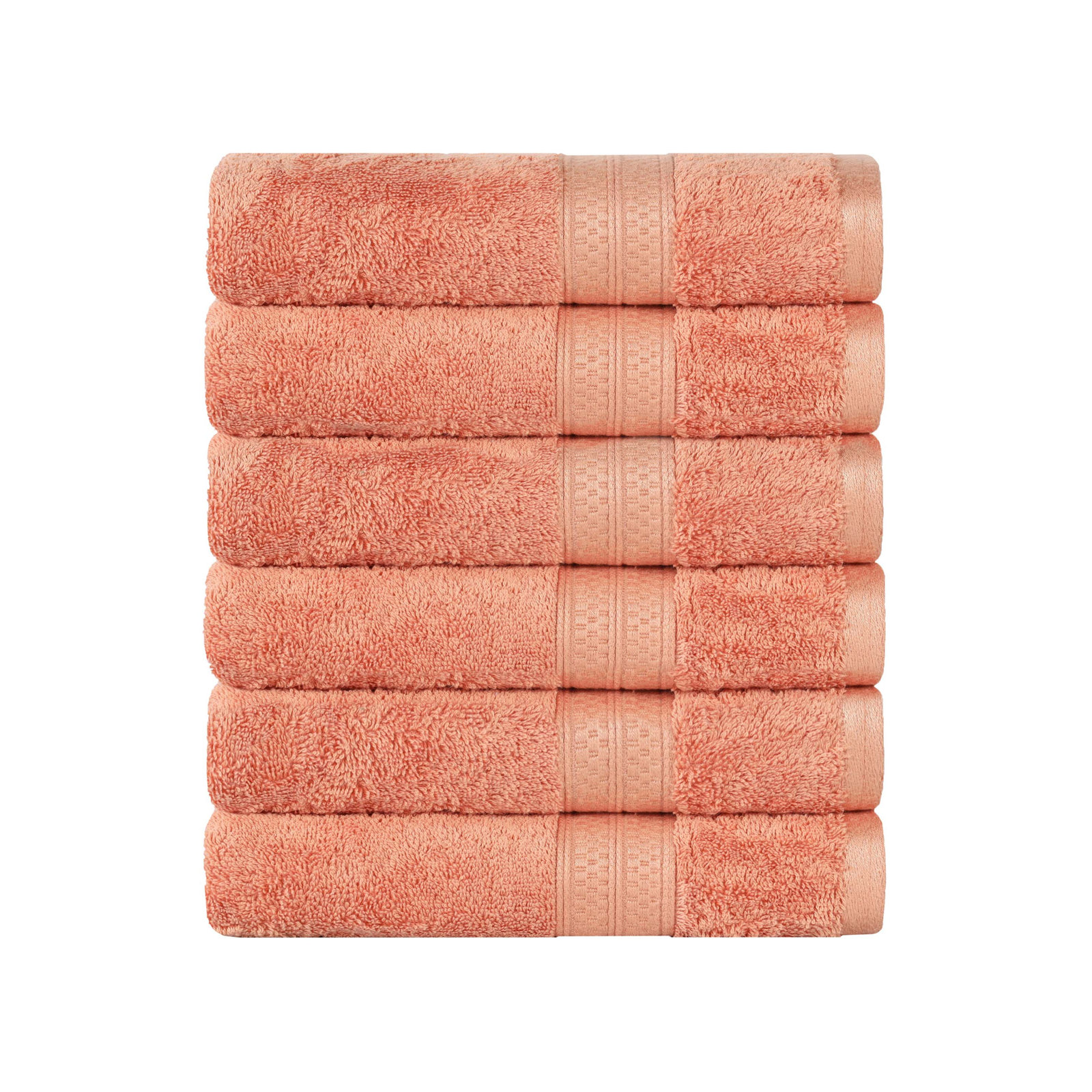 Nolhan Bamboo Cotton Hand Towel Set, Salmon