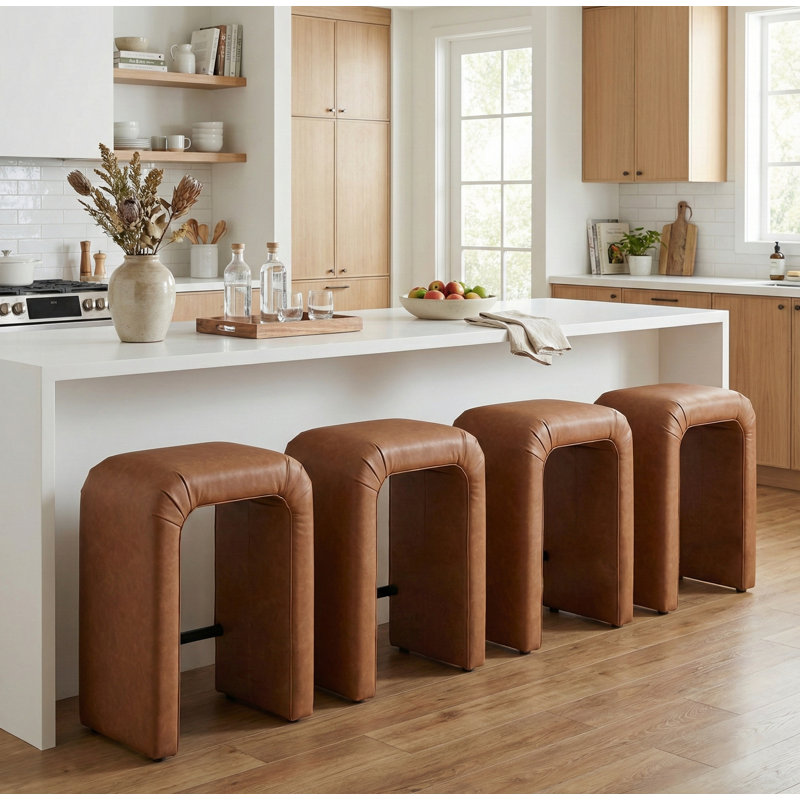 Berik 4-Piece Upholstered Counter Stool Set, Brown, 4