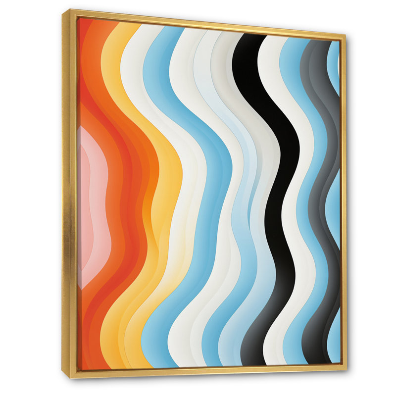Impression sur toile, Opt Opt Line Delirum I, Cadre flottant doré, H 44 po x l 34 po x P 1,5 po