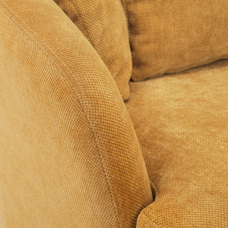 Meryl 32'' Wide Upholstered Swivel Barrel Chair, Yellow