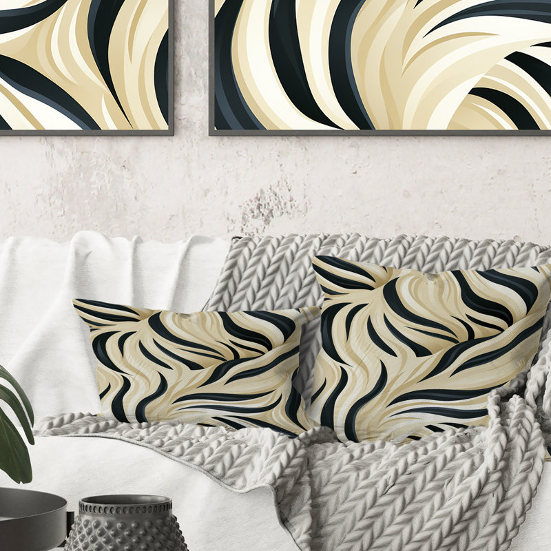 Crème et noir Zebra Harmony - Coussin décoratif imprimé, H 18 po x l 18 po