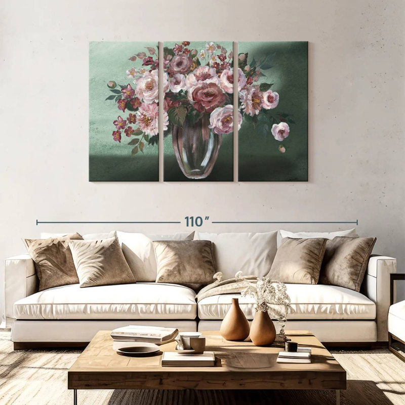 Harnek Romantic Moody Florals Landscape, 48" H x 74" W