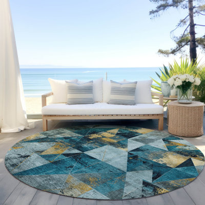 Tapis bleu sarcelle lavable à la machine intérieur / extérieur Xhevrie