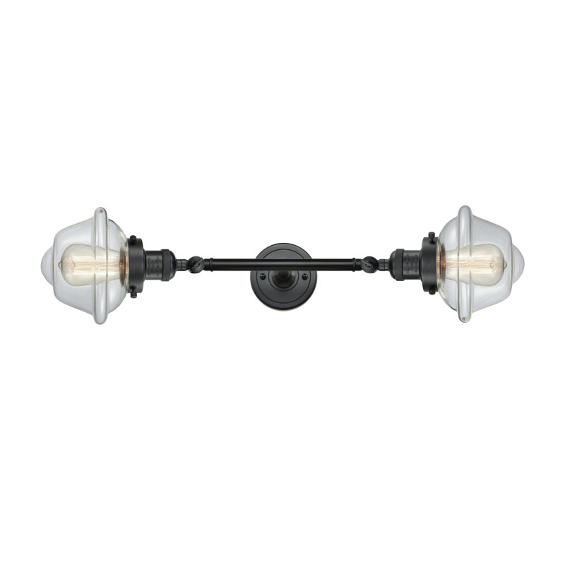 Éclairage pour salle de bain 2 lumières à intensité variable Gebhart, Ampoule incandescente rétro de 60 watts, Transparent