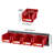 Wall Mounted Storage Bins, 12 Plastic Bins & 3 Metal Rails, Plastic Hanging Stackable Storage Bin for Screws, Nuts, Bolts, Nails, Hardware Tool Organizer for Workshop, Craft Room, Garage, Red-1523894200