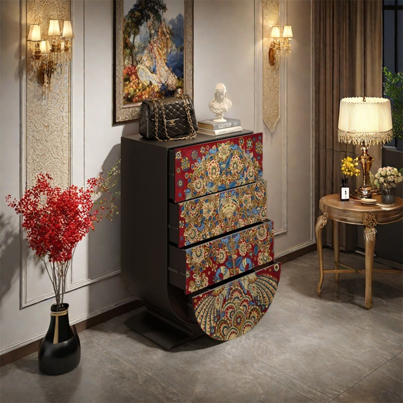 Solid Wood Storage Cabinet with Four Drawers