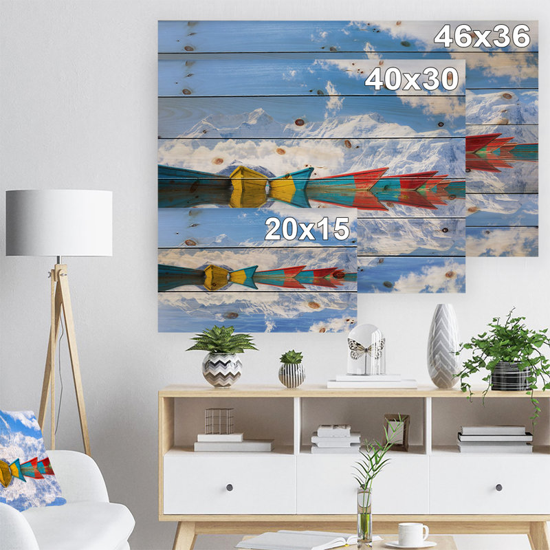 «Déplacement de bateaux colorés dans le lac», impression, H 15 po x l 20 po x P 0,78 po, Bois
