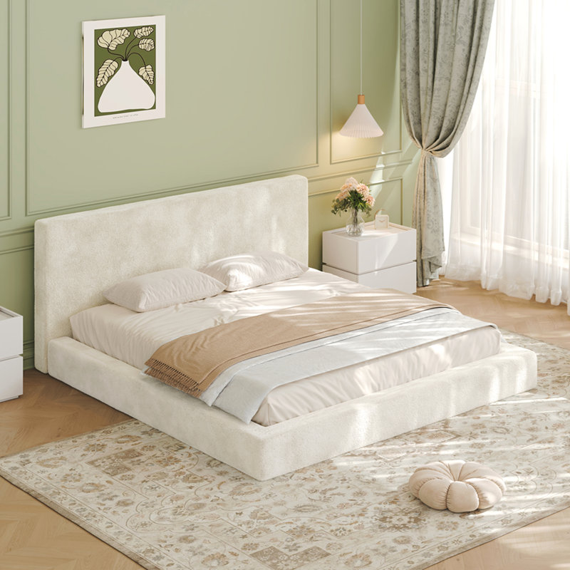 Pourtour de lit sans cadre AirFrame King, coussin éponge rembourré en nuage de 8,7 po, assemblage facile (sans la base de lit), blanc cassé.