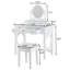 Coiffeuse compacte avec miroir réversible, coiffeuse avec tabouret, coiffeuse compacte pour petits espaces, blanc