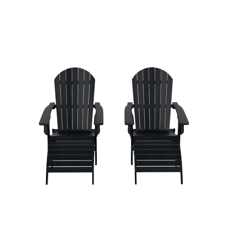 Arrlo Foldable Outdoor Adirondack Chair, Black