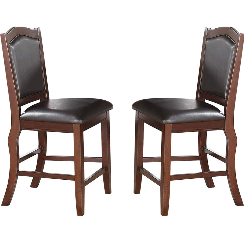 De 2 chaises à hauteur de comptoir brun foncé - Similicuir rembourré, confortable, élégant pour le siège de la salle à manger, élégant et moderne