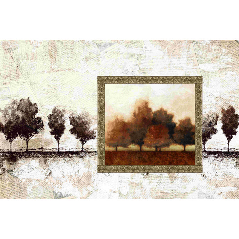 «Brown Trees», peinture sur toile tendue encadrée, H 8 po x l 12 po