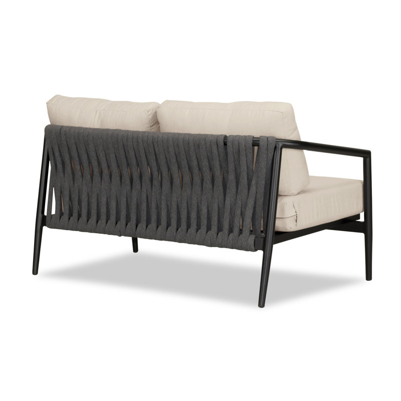 Olio Outdoor 2 - Seat Loveseat, Canvas Charcoal Sunbrella® Canvas, Black