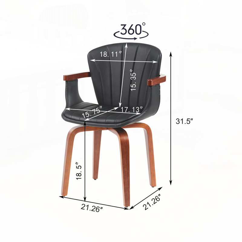 Ensemble de 2 chaises de salle à manger pivotantes Mid-Century Modern, Noir