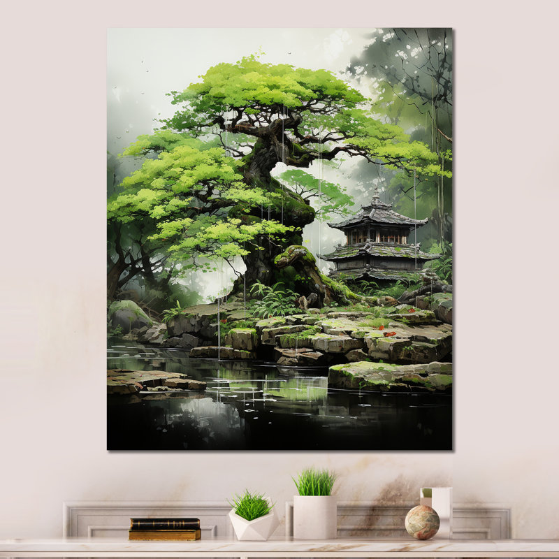 «Japon Bonsai Serenity I» sur métal, H 40 po x l 30 po x P 1,5 po