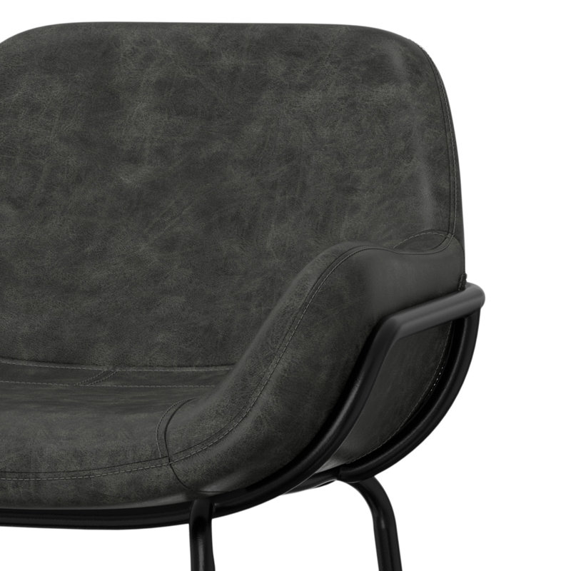 Mira Distressed Slate Grey Faux Leather Bar Stool with Metal Frame