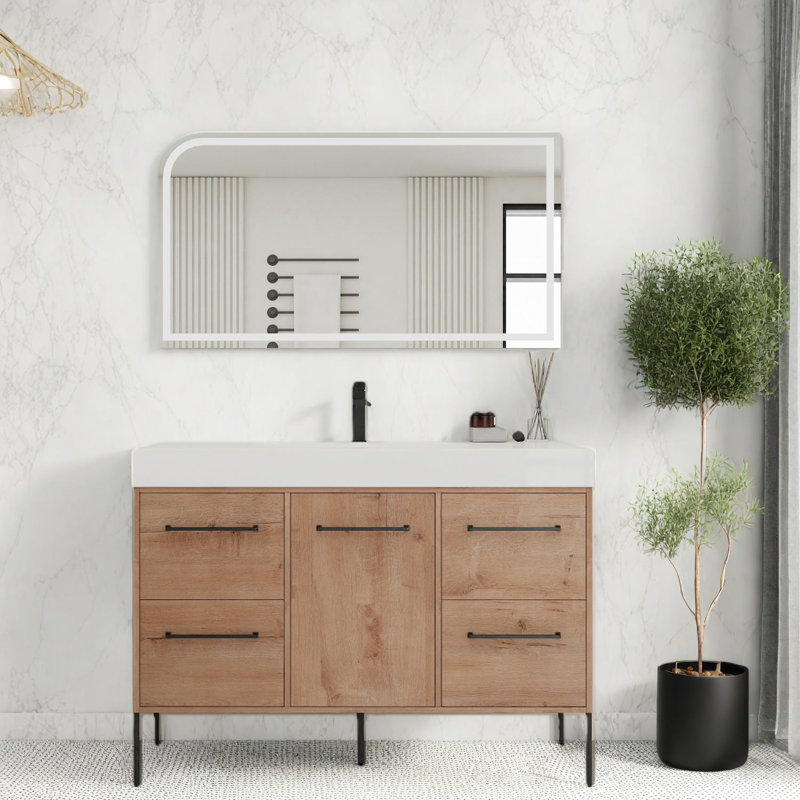 Armoire de meuble-lavabo avec lavabo et rangement 48 po