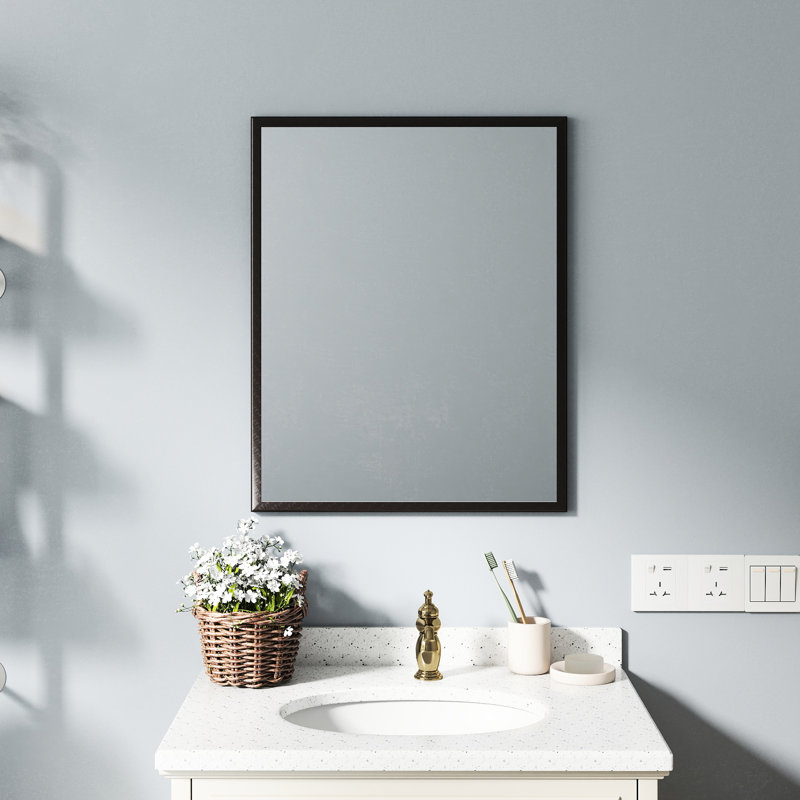 Miroir de salle de bain en aluminium noir de 24 pouces - construction, réflexion claire et montage sans effort, conception compacte, vue, installation simple