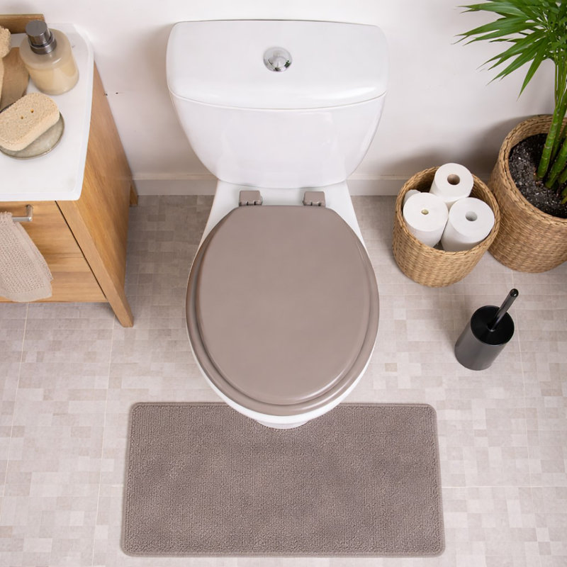 Round Molded Wood Toilet Seat 17 Inches, Taupe
