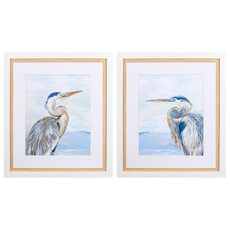 Morning Heron, impression sur papier 2 pièces