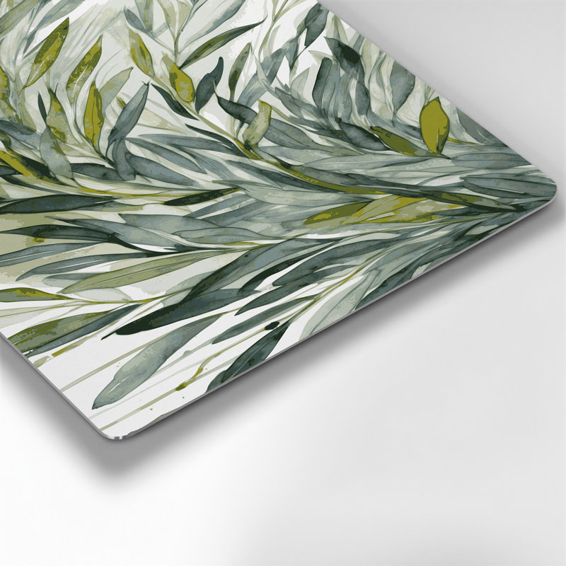 "Botanical Olive Branches", art mural en métal brun