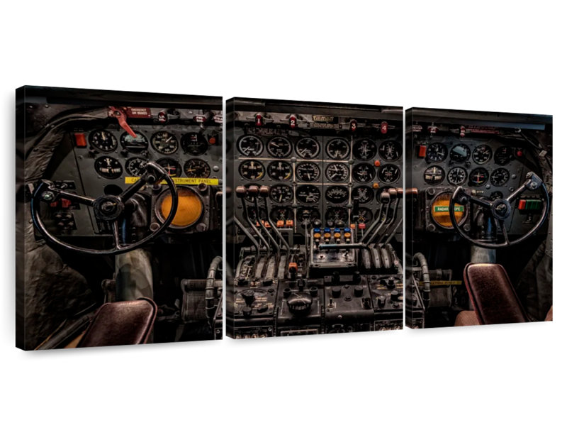 Mehar Vintage Airplane Flight Deck, 15" H x 32" W