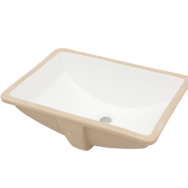 White Rectangular Undermount Ceramic Bathroom Sink With Overflow - Sleek Modern Style, Stain , For Multiple Locations 21.5"X15" Contemporary Look, Different Settings