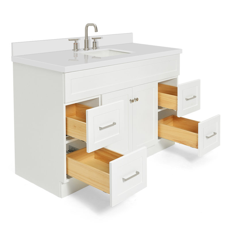 Hamlet 55'' Single Bathroom Vanity with White Quartz Top, White