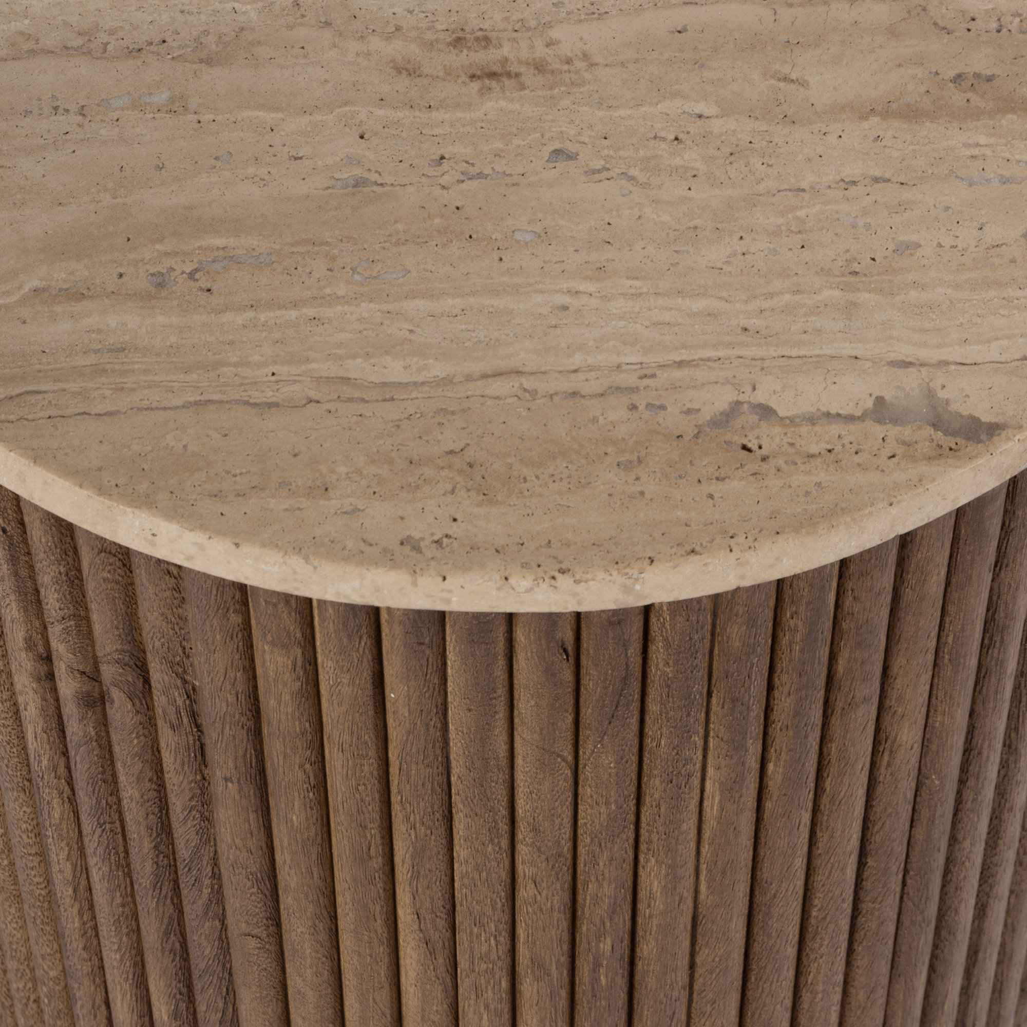 Sonje Travertine and Wood End Table