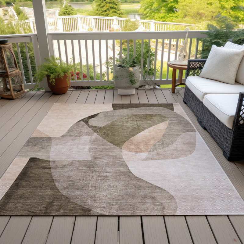 Tapis taupe Xhevrie intérieur / extérieur lavable à la machine, Rectangle 2 pi 6 po x 3 pi 10 po