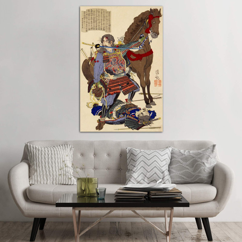 Samurai And Horse - Painting on Canvas, 66.04 cm H x 45.72 cm W x 1.91 cm D, No Frame