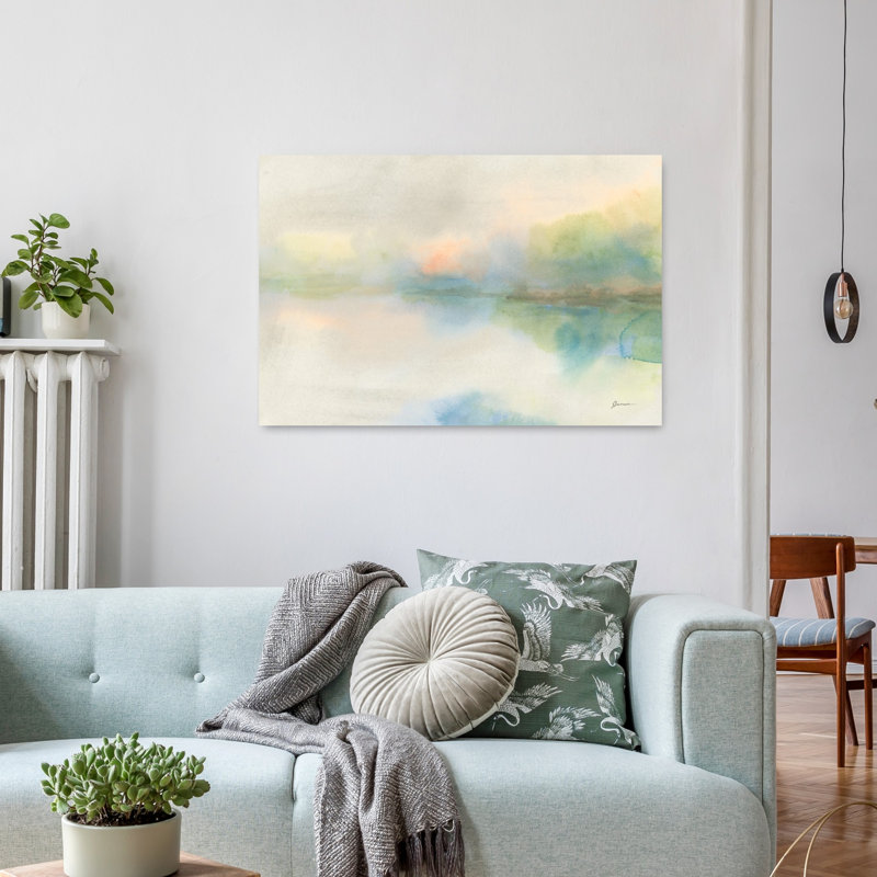 «Hazy Shore II Abstract Peaceful Serene Landscape Nature», reproduction d'art murale, 40" H x 60" W