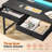 Small Computer Desk With 2 Drawers & LED Lights,Home Office Desks With Side Pocket And Monitor Stand-939457989-931550595