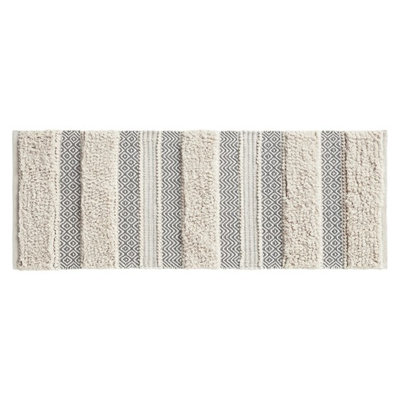 Woven Texture Stripe Bath Rug Grey 22X58"