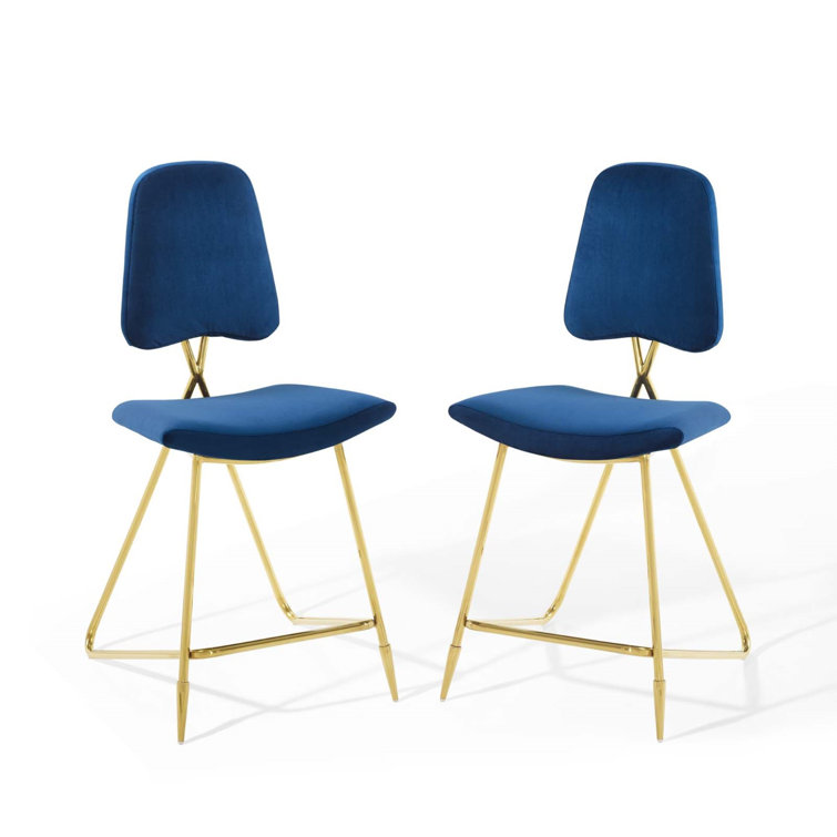 Ponder Counter Stool Performance Velvet Set Of 2 In Ivory
