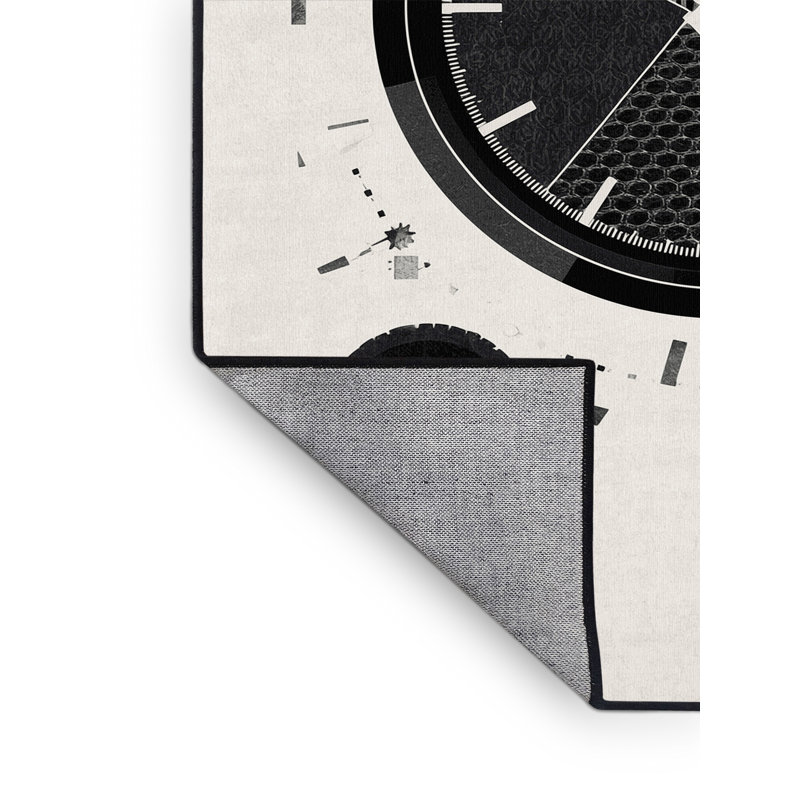 Machine Washable Bracondale Stopwatch Timer Modern & Contemporary Geometric Rug in Gray – Black Binding, 2x5