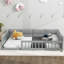 Lit rembourré gris avec garde-corps et coussin moelleux - assure un bon lit plateforme pour une bonne nuit de sommeil-1830589076