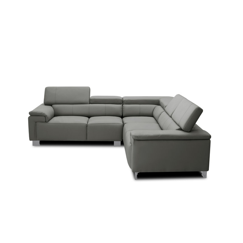 Camuto 5 Seater Genuine Leather Corner Sofa , Grey