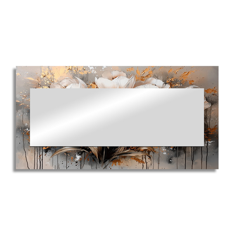 Pink Gold Morning Tulips II - Floral Mirror Wall Art - Printed On Metal, 28" x 55"