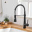 Black Pull Down Kitchen Faucet, Single Handle Design, Robust Brass Construction, Corrosion Coating, Stream And Spray Settings, Easy Installation